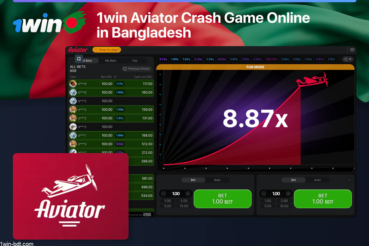 1win Aviator crash game for Bangladesh