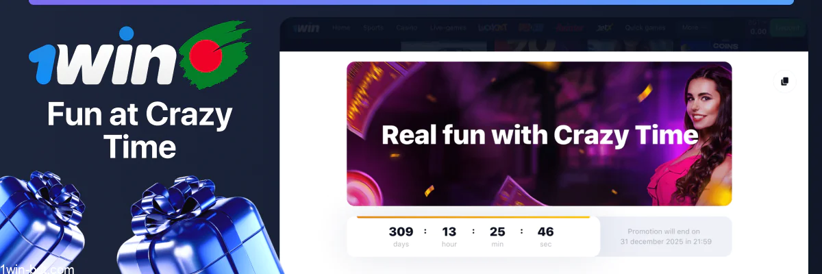 1win Crazy Time bonus with x20,000 multipliers