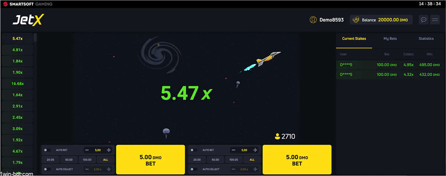1win JetX demo