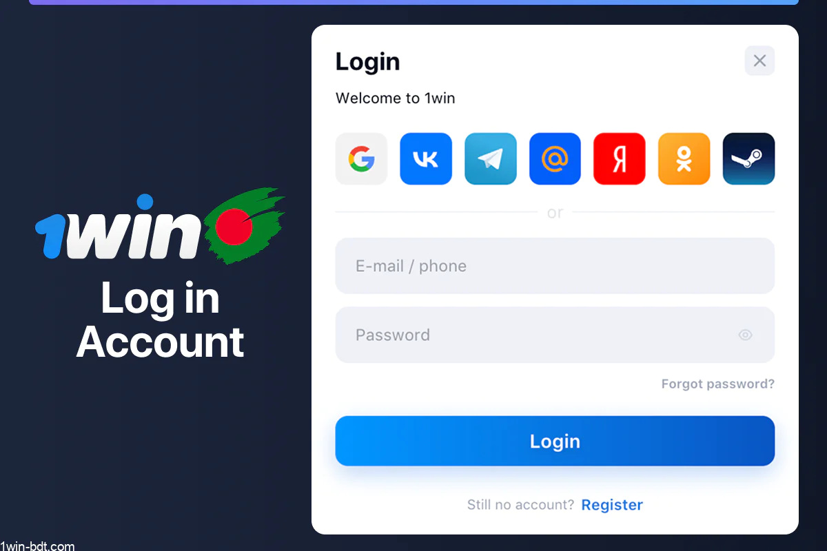 User logs into 1win account via app or website