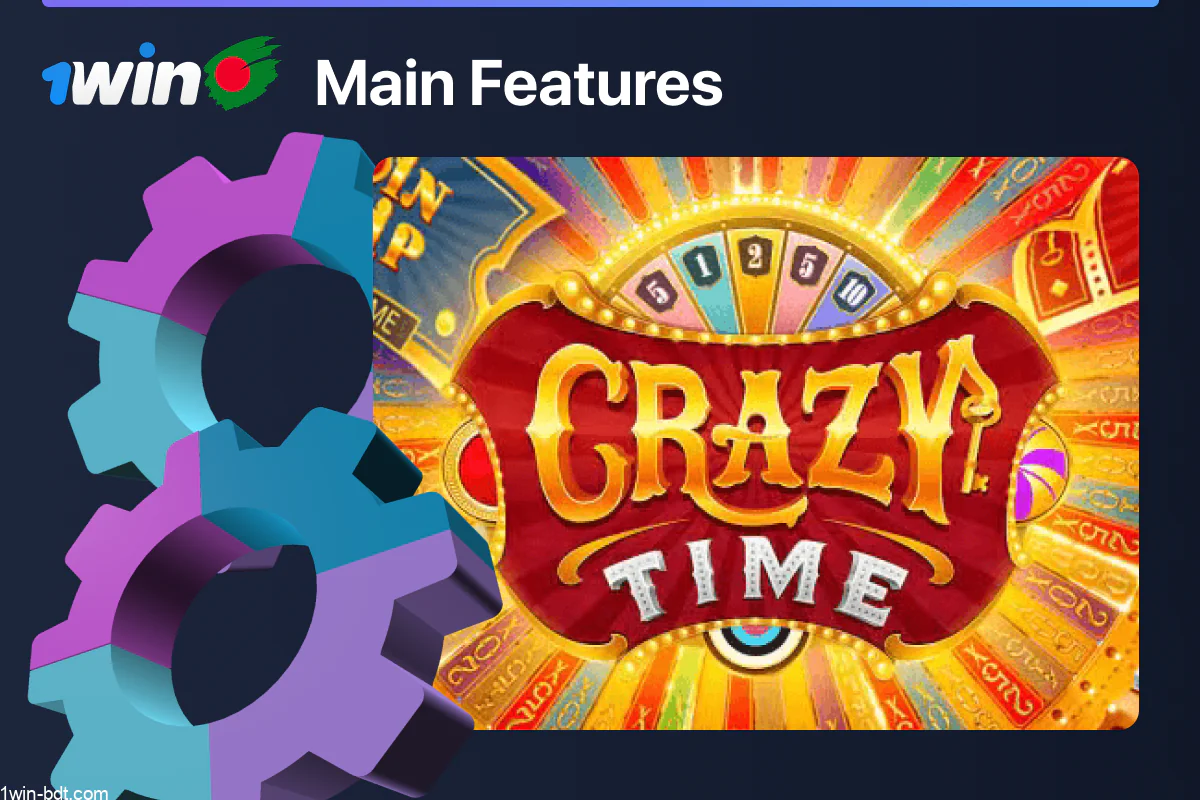 1win Crazy Time live game features